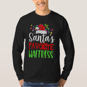 Santas Favourite Waitress Christmas Santa Hat T-Shirt