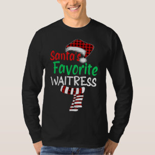Santa's Favourite Waitress Christmas Santa Red Pla T-Shirt