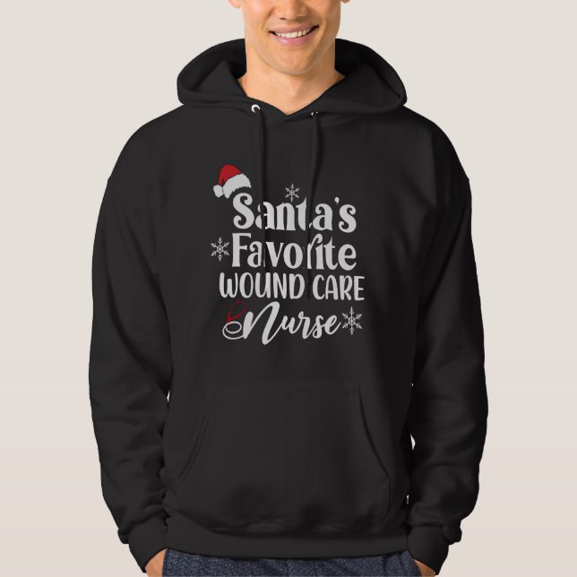 Santa's Favourite Wound Care Nurse Santa Hat Chris Hoodie (Front)