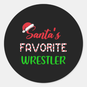 Santas Favourite Wrestler Funny Wrestling Christma Classic Round Sticker