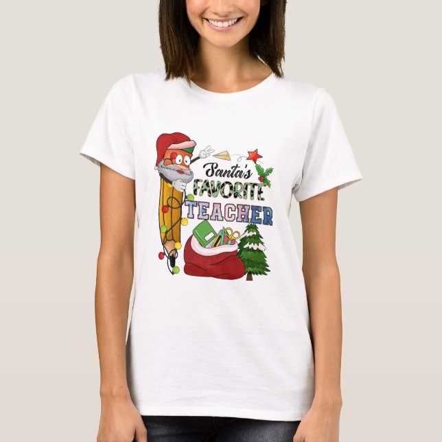 Santa's Favourite's Teacher T-Shirt (Front)