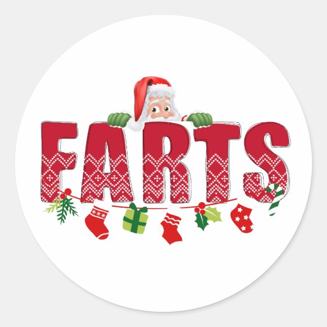 Santa's Festive Farts Classic Round Sticker (Front)