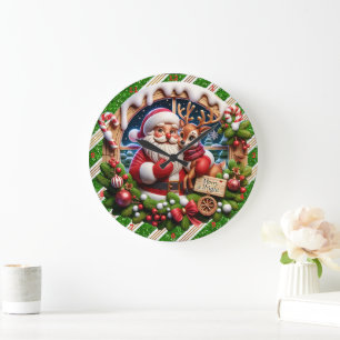 Santa's Festive Ride" - Joyful Christmas Wall Large Clock