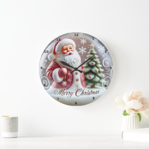 Santa's Festive Tree" - Joyful Christmas Wall Large Clock