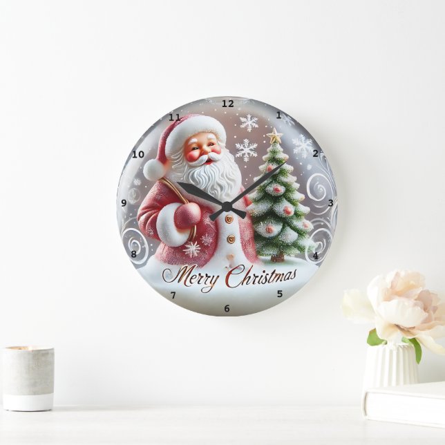 Santa's Festive Tree" - Joyful Christmas Wall Large Clock (Home)