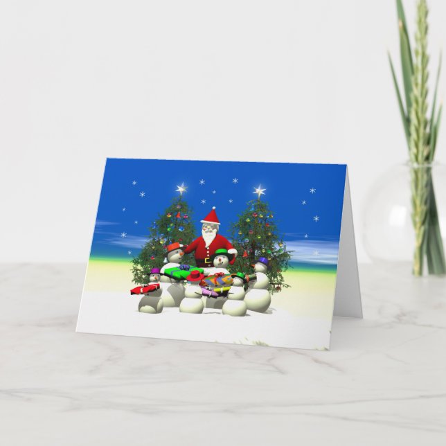 Santas First Stop on Christmas Holiday Card (Front)