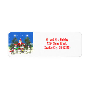 Santas First Stop on Christmas Return Address Label