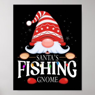 Santa's Fishing Gnome Matching Christmas Pajama Poster