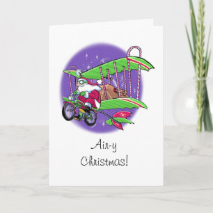 Santa's flying bicycle Christmas Card