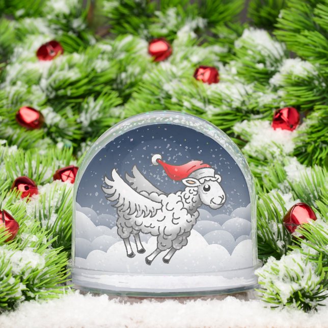 Santa's Flying Christmas Lamb Snowglobe (Christmas)