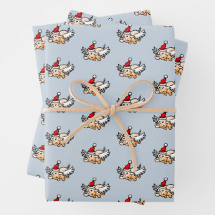 Santa's Flying Christmas Pig Wrapping Paper Sheet