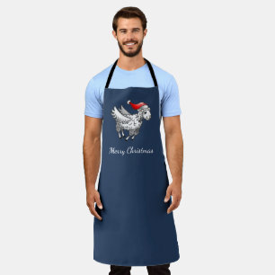 Santa's Flying Christmas Sheep Apron