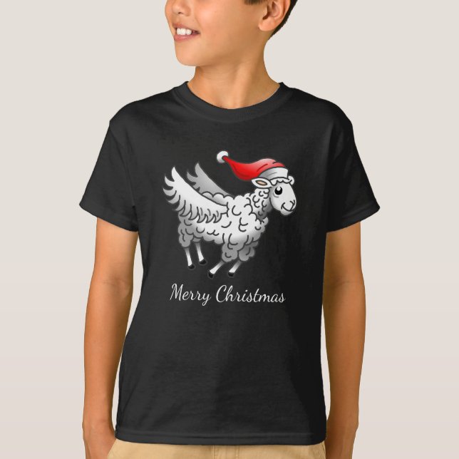 Santa's Flying Christmas Sheep T-Shirt (Front)