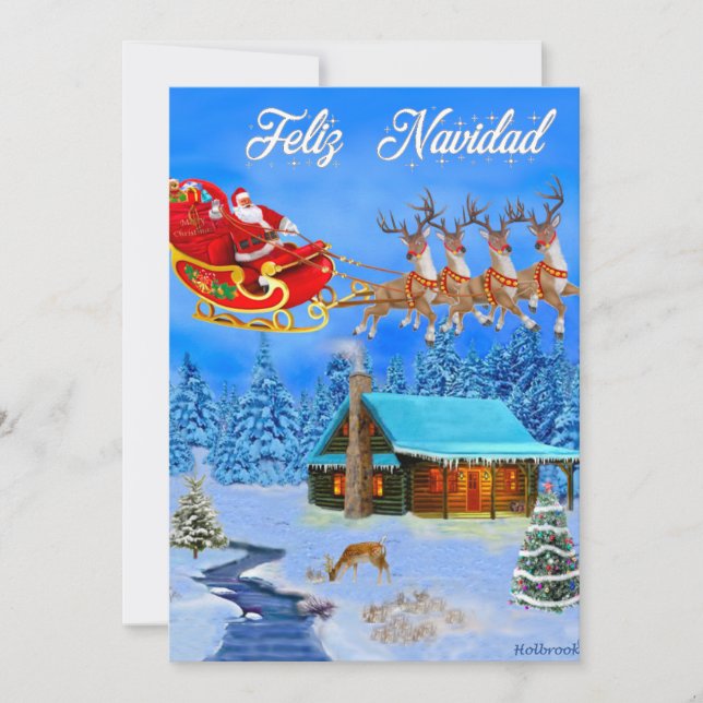 SANTA'S FLYING REINDEER SLEIGH HOLIDAY CARD (Front)