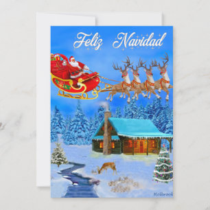SANTA'S FLYING REINDEER SLEIGH HOLIDAY CARD