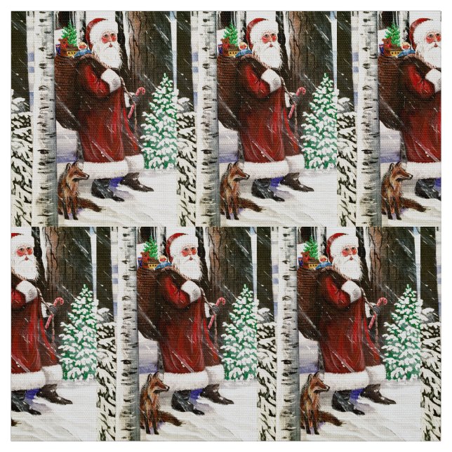 Santa's Fox Fabric (Swatch)