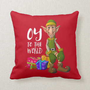 Santa's Funny Elf Christmas Cushion