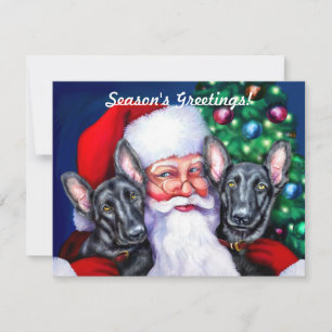 Santas German Shepherd Dogs BLK Invitation