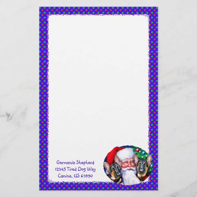 Santas German Shepherd Dogs Stationery (Front)