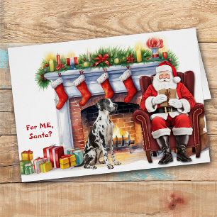 Santa's Gift Black White Great Dane Dog Christmas