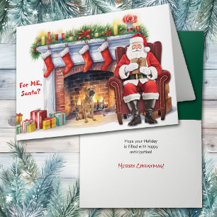 Santa's Gift Border Terrier Dog Christmas Holiday Card