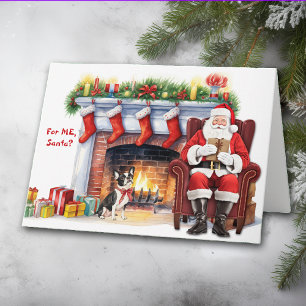 Santa's Gift Boston Terrier Dog Holiday Card