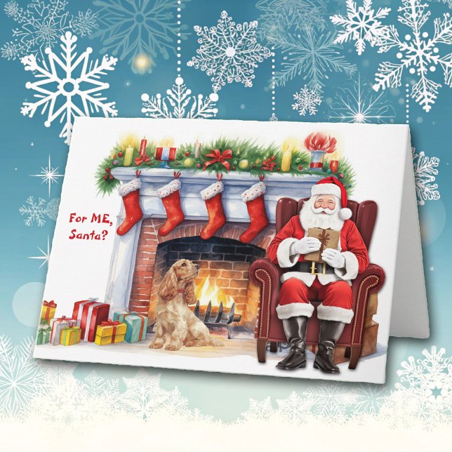 Santa's Gift Buff Cocker Spaniel Dog Holiday Card (Creator Uploaded)