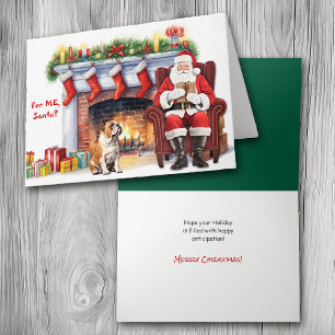 Santa's Gift Bulldog Cute Christmas Holiday Card