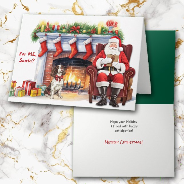 Santa's Gift Springer Spaniel Dog Christmas Holiday Card (Creator Uploaded)
