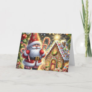 Santa's Gingerbread House Christmas Holiday Card