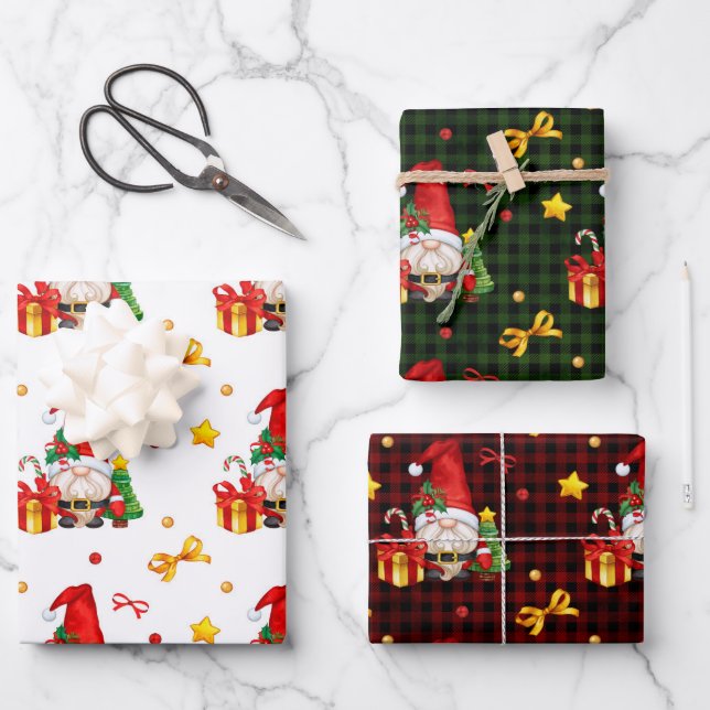  Santa's Gnomes Wrapping Paper Sheet (Front)