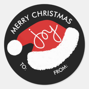 Santa's Hat Christmas Holiday Stickers - Black