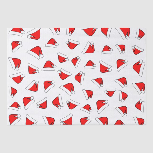 Santas Hat Pattern Red And White Tissue Paper (Front)