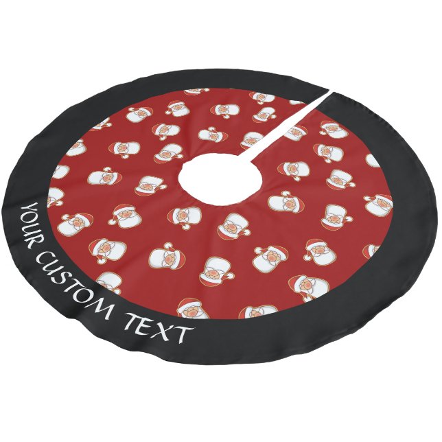 Santa's Head Pattern Brushed Polyester Tree Skirt (Angled)