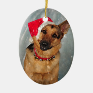Santas helper ceramic ornament