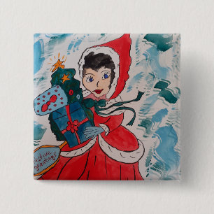 Santa's Helper Christmas 15 Cm Square Badge