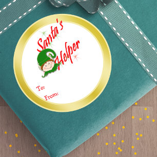 Santa's Helper Christmas Elf Whimsical Gift Tags