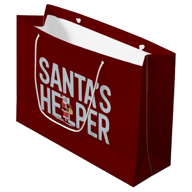 Santa's Helper Christmas Large Gift Bag (Front Angled)
