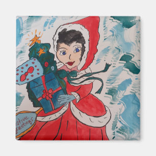 Santa's Helper Christmas Magnet