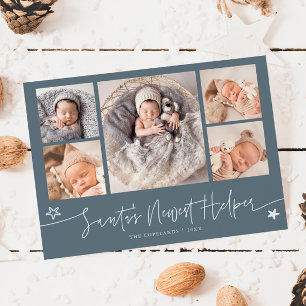 Santa's Helper Christmas Slate Birth Holiday Card