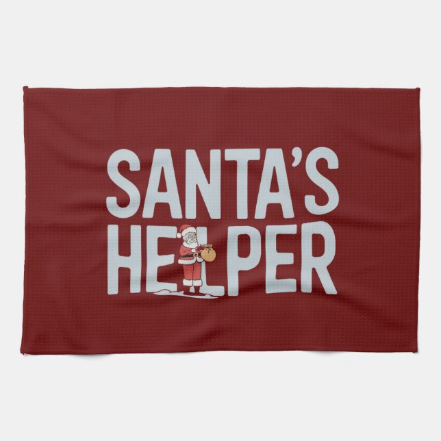 Santa's Helper Christmas Tea Towel (Horizontal)