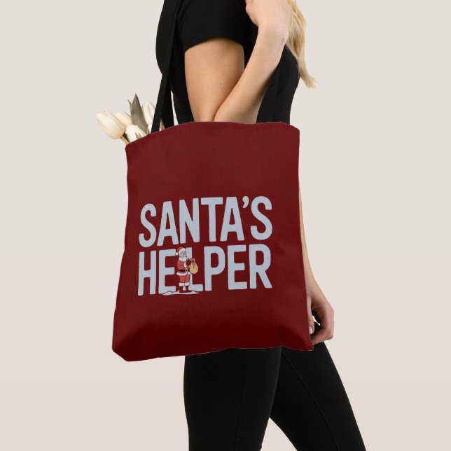 Santa's Helper Christmas Tote Bag (Close Up)