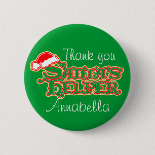 Santa's helper colourful christmas button/badge 6 cm round badge