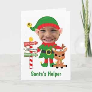 Santas Helper Cute Photo Christmas Holiday Card