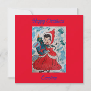 Santa's Helper Flat Christmas Card