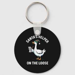 Santas Helper Goose On The Loose Merry Xmas Christ Key Ring