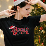 Santa's Helper red and white Christmas t-shirt<br><div class="desc">Give Santa a helping hand this Christmas with this fun red and white graphic t-shirt. Christmas hat hang off the S of Santa. Dark t-shirt reads Santa's helper. Item designed exclusively by Sarah Trett.</div>