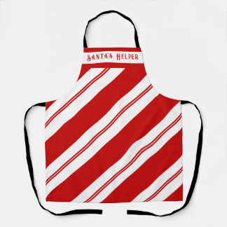 Santa's Helper Red White Stripes Christmas Apron