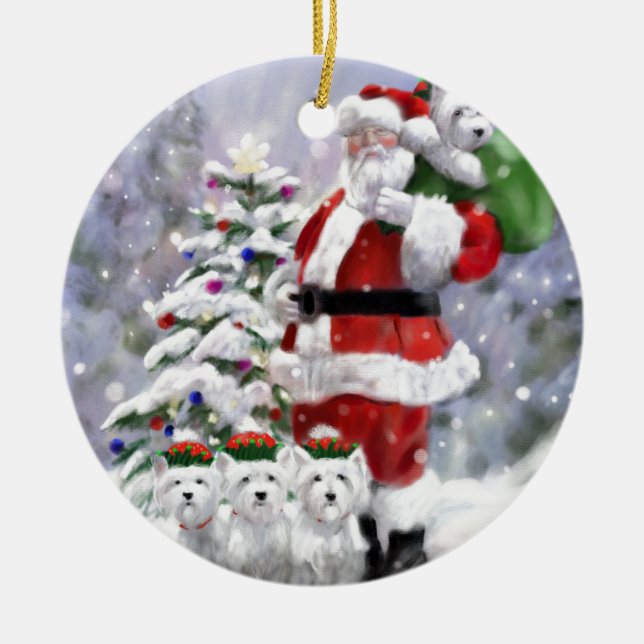 Santa's Helpers Ceramic Ornament (Front)