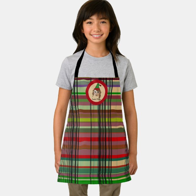 Santa's Helpers Elf Plaid Design Apron (Insitu)